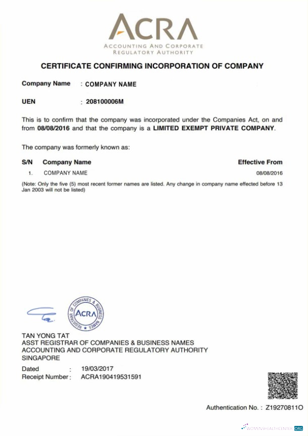 Download Singapore Certificate of Incorporation Photoshop template